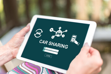 Car sharing concept on a tablet