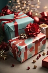 Obraz na płótnie Canvas christmas gift boxes and gifts