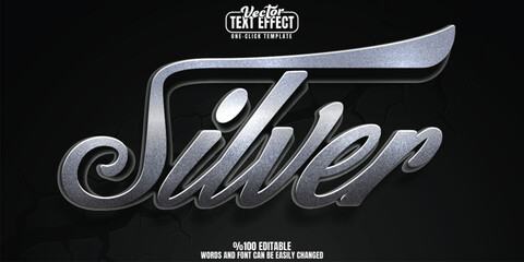 Silver editable text effect, customizable metal and precious 3D font style
