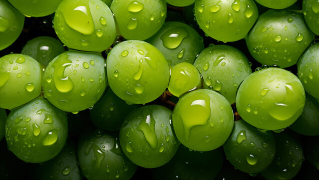 Close-up photo of freshly harvested green grapes, product image