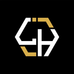 Obraz premium LH letter logo creative design.LH black monogram polygonal shape vector. LH unique design. 