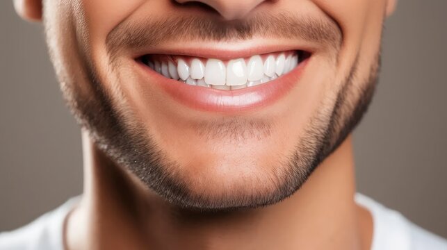 Dental Beauty Confidence: Stock photos feature closeup male models with clean dental, happy tooth implants, and fresh breath.