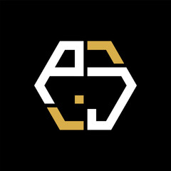 Obraz premium PJ letter logo creative design.PJ black monogram polygonal shape vector. PJ unique design. 