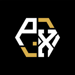 Obraz premium PX letter logo creative design.PX black monogram polygonal shape vector. PX unique design. 
