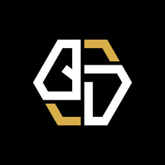 QD letter logo creative design.QD black monogram polygonal shape vector. QD unique design.
