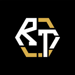 RT letter logo creative design.RT black monogram polygonal shape vector. RT unique design.
