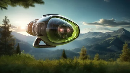 Poster Area 51 Encounter: Stock images feature a UFO, alien, and camera display capturing a flying saucer. © pvl0707