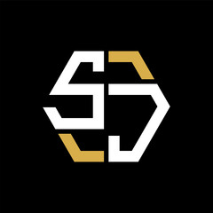 Obraz premium SJ letter logo creative design.SJ black monogram polygonal shape vector. SJ unique design. 
