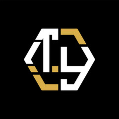 TY letter logo creative design.TY black monogram polygonal shape vector. TY unique design.
