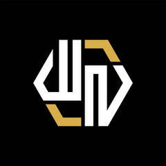 WN letter logo creative design.WN black monogram polygonal shape vector. WN unique design.
