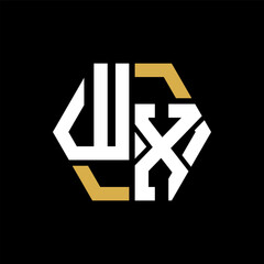WX letter logo creative design.WX black monogram polygonal shape vector. WX unique design.
