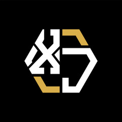 XJ letter logo creative design.XJ black monogram polygonal shape vector. XJ unique design.
