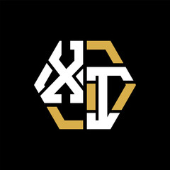 XI letter logo creative design.XI black monogram polygonal shape vector. XI unique design.
