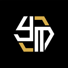 YM letter logo creative design.YM black monogram polygonal shape vector. YM unique design.
