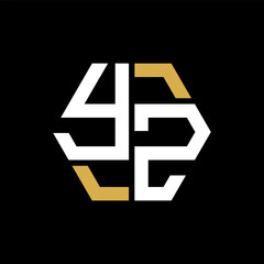 YZ letter logo creative design.YZ black monogram polygonal shape vector. YZ unique design.
