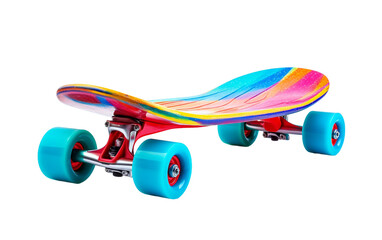 Skateboard with Bright Wheels Isolated on Transparent Background PNG.