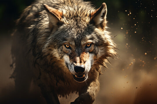 high speed photography of a wolf