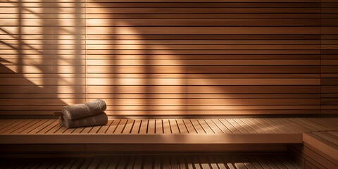 Fototapeta na wymiar Home hotel luxury wooden sauan. IIndoor interior design relax spa decoration wellness care health. Graphic Art