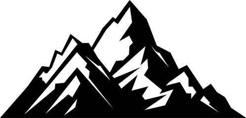 Mountain silhouette in black color. Vector template for logo design.