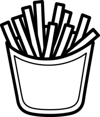 French fries silhouette icon in black color. Vector template.