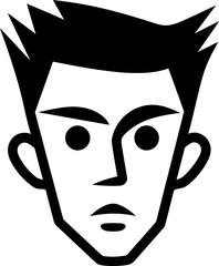 People man head silhouette icon in black color. Vector template.