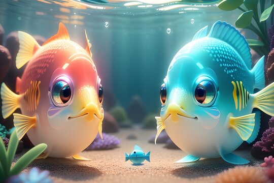 Two colorful fish underwater.
