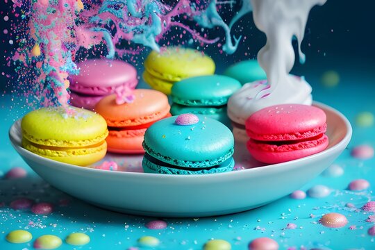 Sweet tasty colorful macarons.
