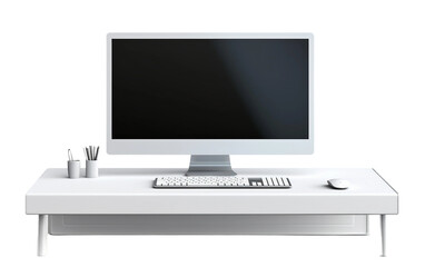 Modern Computer Desk Ensemble Isolated on Transparent Background PNG.