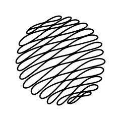 Black circle shaded spiral, texture sketch. Pen lines