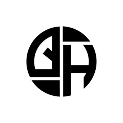 QH letter logo creative design. QH unique design.
