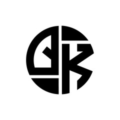 QK letter logo creative design. QK unique design.
