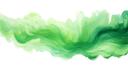 Green watercolor brush stroke design decorative background.