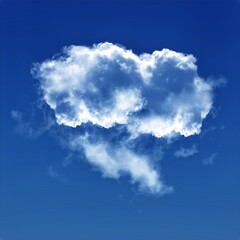 White cloud isolated over blue sky background, 3D illustration