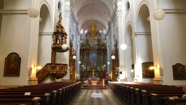 Church interior. Baroque style church. Church of St Thomas. Brno, Czech Republic.
