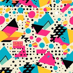 80s Retro Futurism Geometric Abstract Seamless Pattern