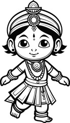 Cute krishna coloring page for kids