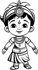 Cute krishna coloring page for kids