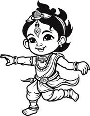 Cute krishna coloring page for kids