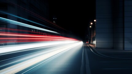 Fototapeta na wymiar Speed Traffic Light Trails on Highway at Night