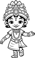 Cute krishna coloring page for kids