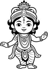 Cute krishna coloring page for kids