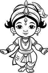 Cute krishna coloring page for kids