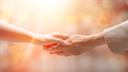 Embracing Generations: Holding Hands,handshake between two people.AI Generative 