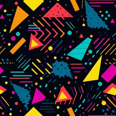 Neon Flashback: 90s Party-Inspired Vivid Seamless Pattern

