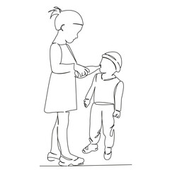 girl gives brother water to drink