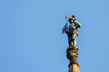 Statue at the Corvin Castle of Hunedoara in Romania