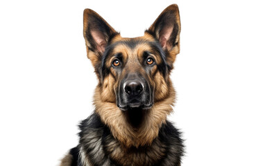 Alert German Shepherd Dog Isolated on Transparent Background PNG.