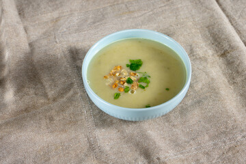 Vibrant sweet potato detox soup with assorted veggies, a nutritious choice for a healthy lifestyle. 