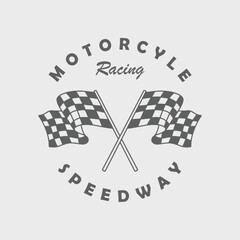 motorcycle racing flag badge logo design