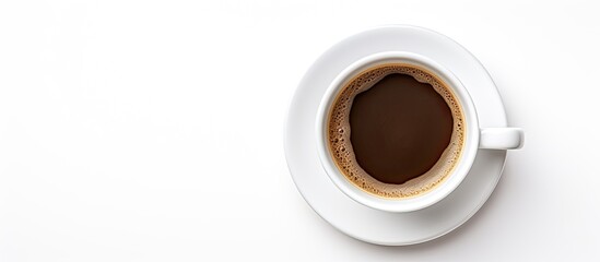 White background with a cup of coffee